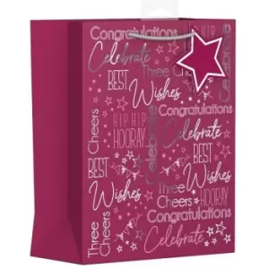 Image of Giftmaker Text Happy Birthday Gift Bag (Pack of 6) (XL) (Pink)