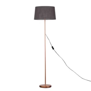 Image of Charlie Copper Floor Lamp with Dark Grey Doretta Shade