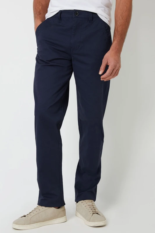 Image of Saltwell Mens Stretch Cotton Blend Chino Trousers in Navy Size: 34 Navy Male 34