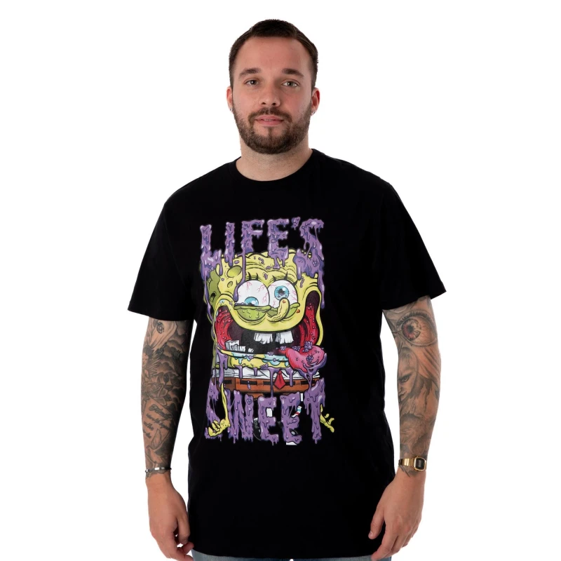 Image of Spongebob Squarepants Short Sleeved T-Shirt Black