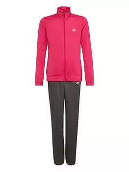 Image of adidas Kids Girls Badge Of Sport Full Zip Tricot Tracksuit - Dark Pink Size 7-8 Years, Women