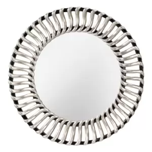 Image of Cosmo Contemporary Round Mirror Black, Silver Circular Frame
