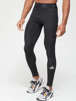 Image of adidas Techfit Long Tights - Black/White, Size S, Men
