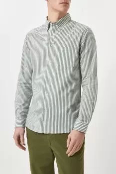Image of Green Long Sleeve Striped Pocket Shirt