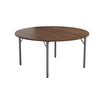 Image of Circular Folding Table 1500 - Dark Walnut Top and Silver Legs