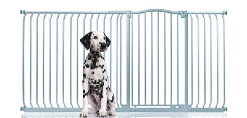 Image of Bettacare Extra Tall Curved Top Dog Gate, 198Cm - 207Cm, Matt Grey, Extra Tall 100Cm In Height, Pressure Fit Pet Gate