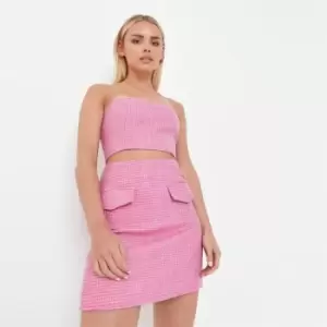 Image of Missguided Detail Boucle Mini Skirt - Pink
