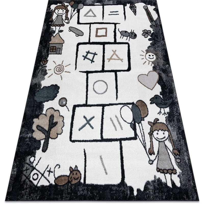 Image of RugsX Carpet Fun Hop For Children, Hopscotch, Animals Black 120X170 Cm