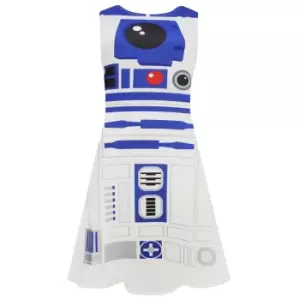 Image of Star Wars Womens/Ladies R2-D2 Cosplay Skater Dress (S) (White/Blue)