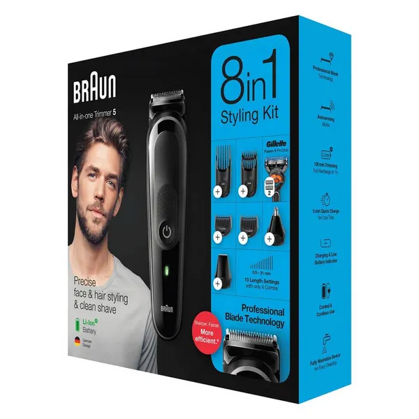 Image of Braun 8-in-1 MGK5260 Men Beard, Face Trimmer Hair Clipper