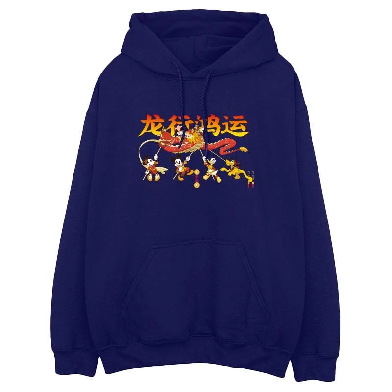 Image of Disney Men Mickey Mouse Dragon New Year Hoodie in Navy Size: Small Navy S Male 5063376419345