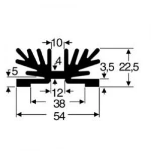 Image of Heat sink 3.5 CW L x W x H 54 x 37.5 x 22mm SOT 32 Fischer E