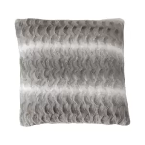 Image of Gallery Interiors Stripe Faux Fur Cushion Grey