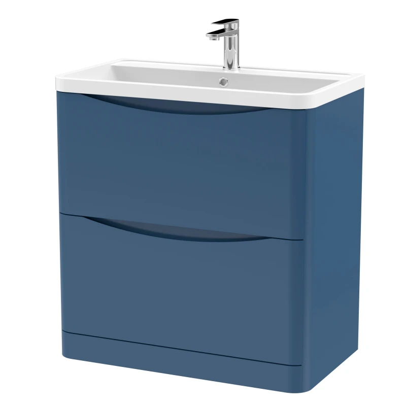 Image of Balterley Floor Standing 2 Drawer Vanity Basin Unit Polymarble Basin Blue 800mm Blue