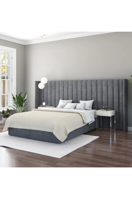 Image of Grandeur Plush Velvet Headboard Steel Velvet