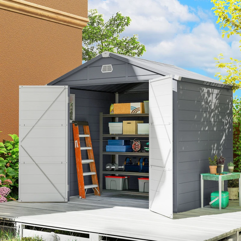 Image of Outsunny Outsunny 4 x 3ft Garden Shed Storage with Foundation Kit and Vents 8 x 6ft 5056725515263