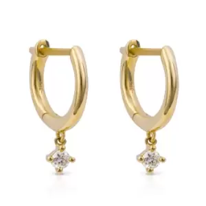 Image of JG Fine Jewellery 9ct Gold Round Diamond Drop Hoop Earrings