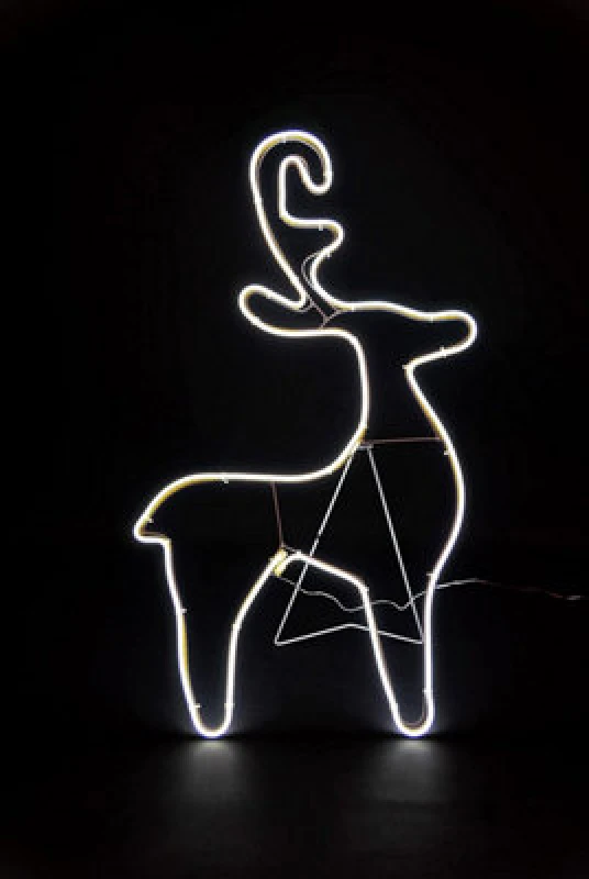 Image of Shatchi Reindeer Neon Effect Rope Light Silhouette Double Side 90 Cool White Leds Christmas Outdoor
