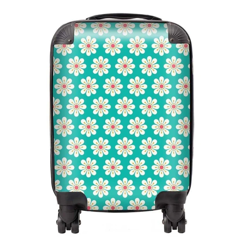 Image of Warren Reed - Designer Daisy Pattern Suitcase in Green Size: Small Green Unisex Small
