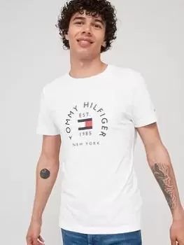 Image of Tommy Hilfiger Hilfiger Flag Arch T-Shirt - White, Size L, Men
