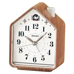 Image of Seiko Bedside Beep Alarm or 2 Bird Songs Clock - Wood Pattern
