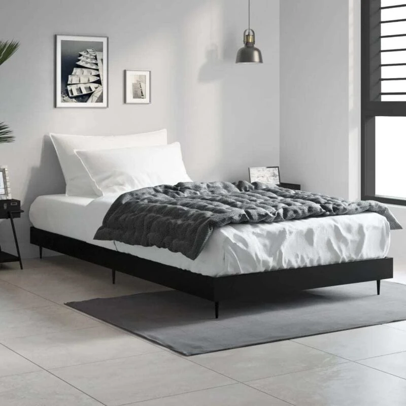 Image of VIDAXL Bed Frame without Mattress Black 90x190cm Single Engineered Wood Vidaxl 8720845797874
