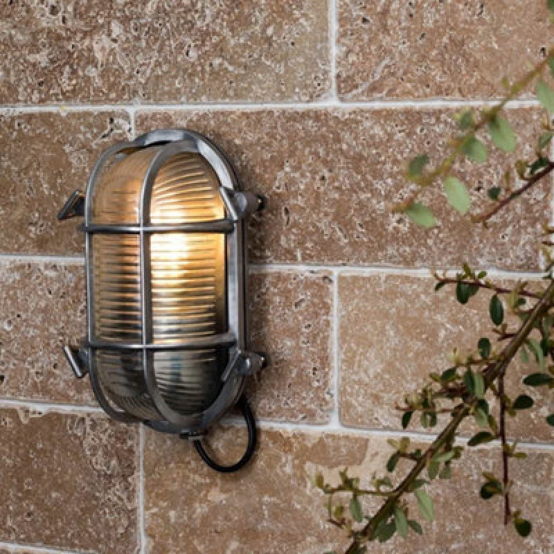 Image of ValueLights ValueLights Bow Oval Bulkhead IP64 Outdoor Garden Wall Light with Cool White Bulb in Silver Silver One Size Unisex 5016529016083