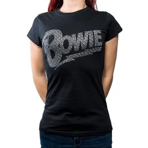 Image of David Bowie - Flash Logo Womens Medium T-Shirt - Black