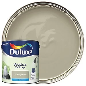 Image of Dulux Walls & Ceilings Overtly Olive Matt Emulsion Paint 2.5L