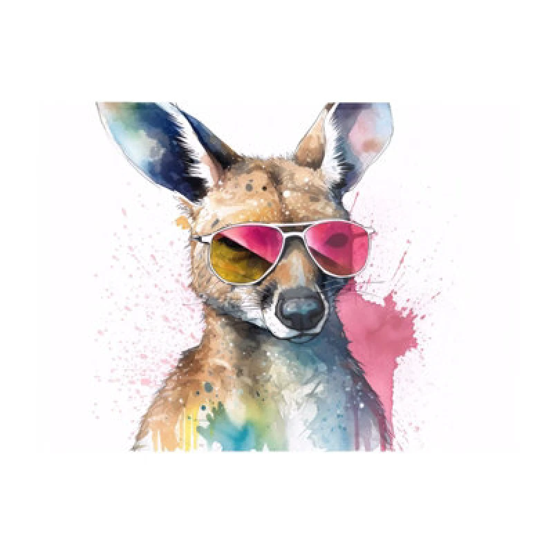 Image of Warren Reed Designer Wallaby In Pink Glasses Chopping Board