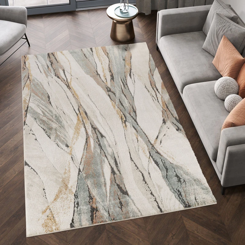 Image of Essence Living Room Area Rug Oragnic Abstract Design Contemporary Hallway Runner Indoor Rug- Rustic 120X170