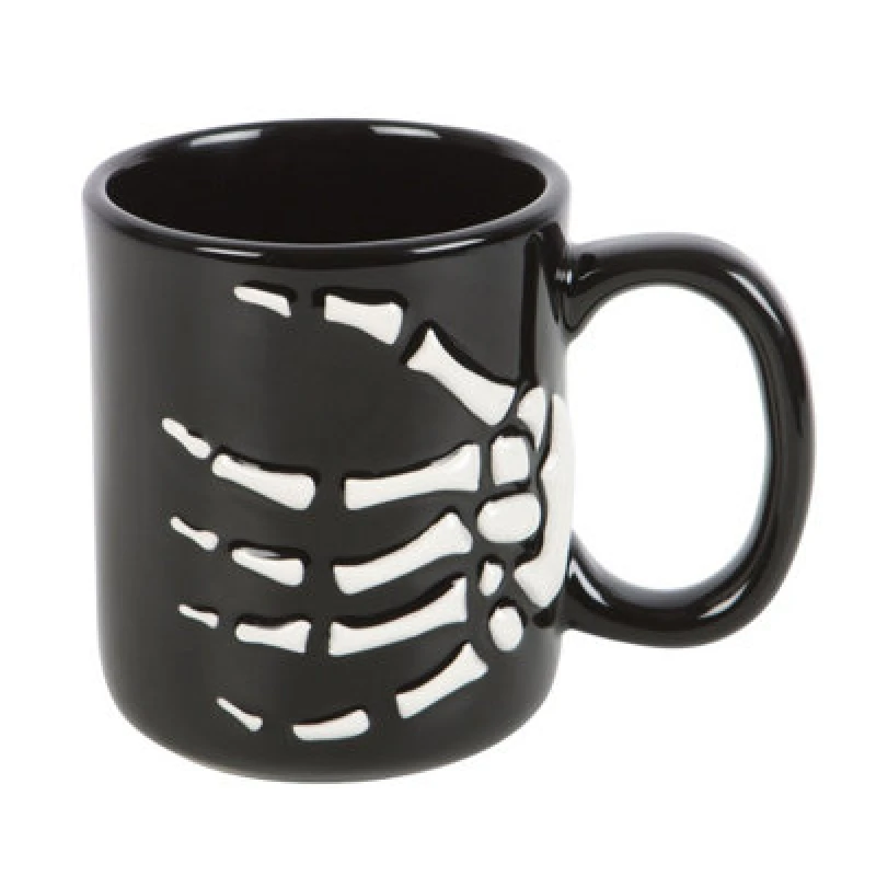 Image of Something Different Something Different Bats And Bones Skeleton Hand Mug in Black One Size Unisex 5063574123679