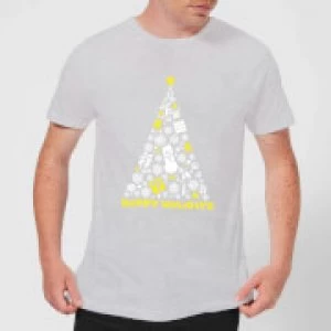 Image of Nintendo White Christmas Happy Holidays Grey T-Shirt - L