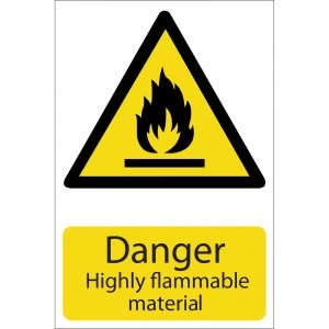 Image of Draper Danger Highly Flammable Material Sign 200mm 300mm Standard