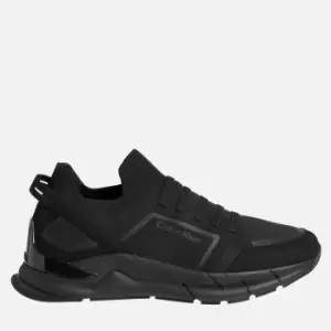 Image of Calvin Klein Mens Leather Mix Running Style Trainers - Triple Black - UK 10