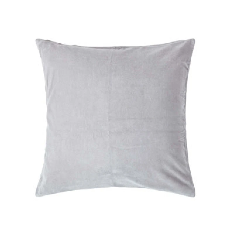 Image of Homescapes Light Grey Velvet Cushion Cover, 60 X 60 Cm