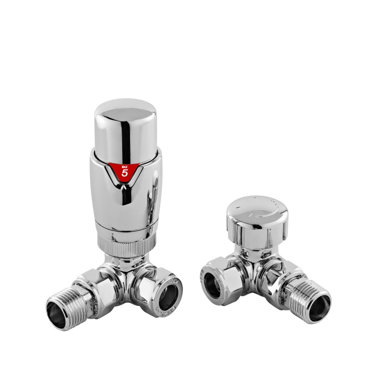 Image of Balterley Luxury Corner Thermostatic Radiator Valves Sold in Pairs Chrome Silver