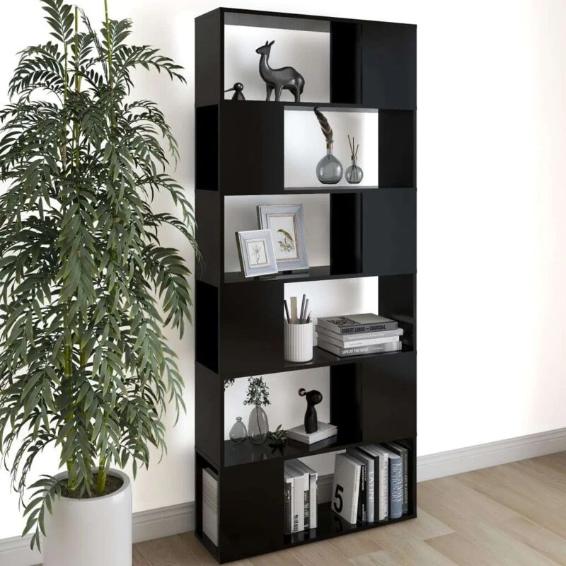 Image of VIDAXL Book Cabinet Room Divider Black 80x24x186cm Engineered Wood vidaXL 8720286651094