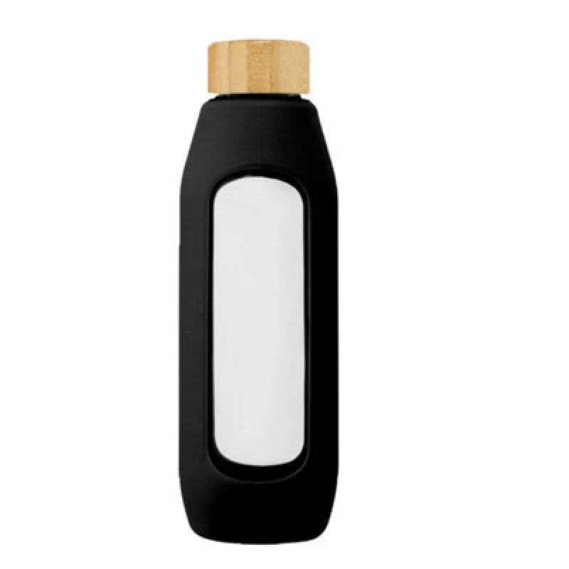 Image of Avenue Avenue Glass 600ml Water Bottle in Black One Size Unisex 5059958465237