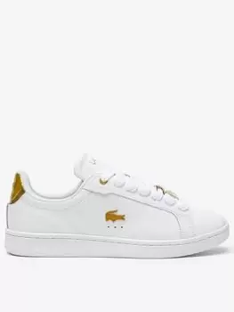 Image of Lacoste Carnaby Pro Leather Trainers - White/Gold, Multi, Size 3, Women