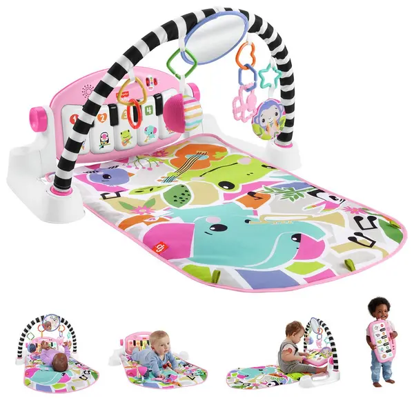 Image of Fisher-Price Glow and Grow Kick & Play Piano Gym - Pink