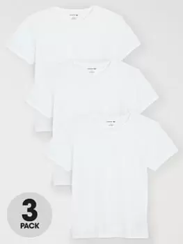 Image of Lacoste Mens Crew Neck Plain Cotton T-Shirt Three-Pack Size 6 - XL White