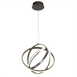 Image of Integrated LED 1 Spherical Ceiling Pendant Brushed Satin Nickel, White