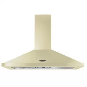 Image of Rangemaster LEIHDC90CRC 90cm Chimney Hood Without Rail, Cream, Chrome Badge