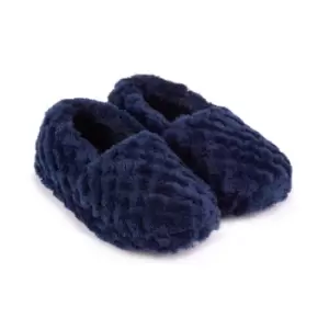 Image of totes Navy Fleece Kid's Full Back Slippers Navy