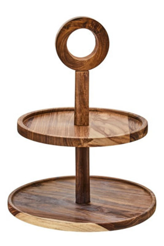 Image of Orsina Kora Sheesham Wood Two Tier Cake Stand