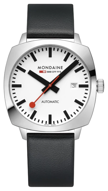 Image of Mondaine MSL.3961B.LBV Cushion Automatic (39mm) White Dial Watch