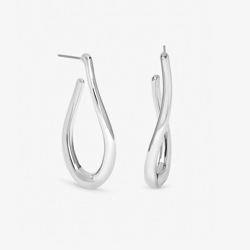 Image of Mood Silver Plated Twist Hoop Earrings Silver female One Size