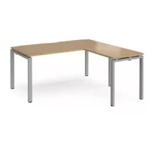 Image of Bench Desk Add On Return Desk 1600mm Oak Tops With Silver Frames Adapt
