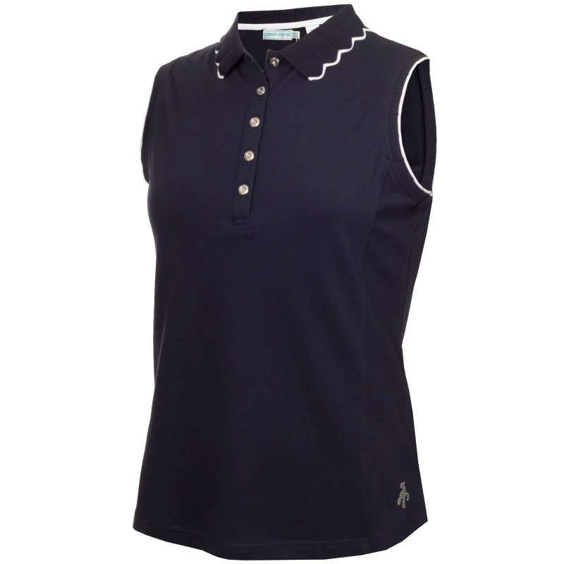Image of Calvin Klein Golf Green Lamb Nadia Sleeveless Polo Shirt Womens Navy female 12 (M)